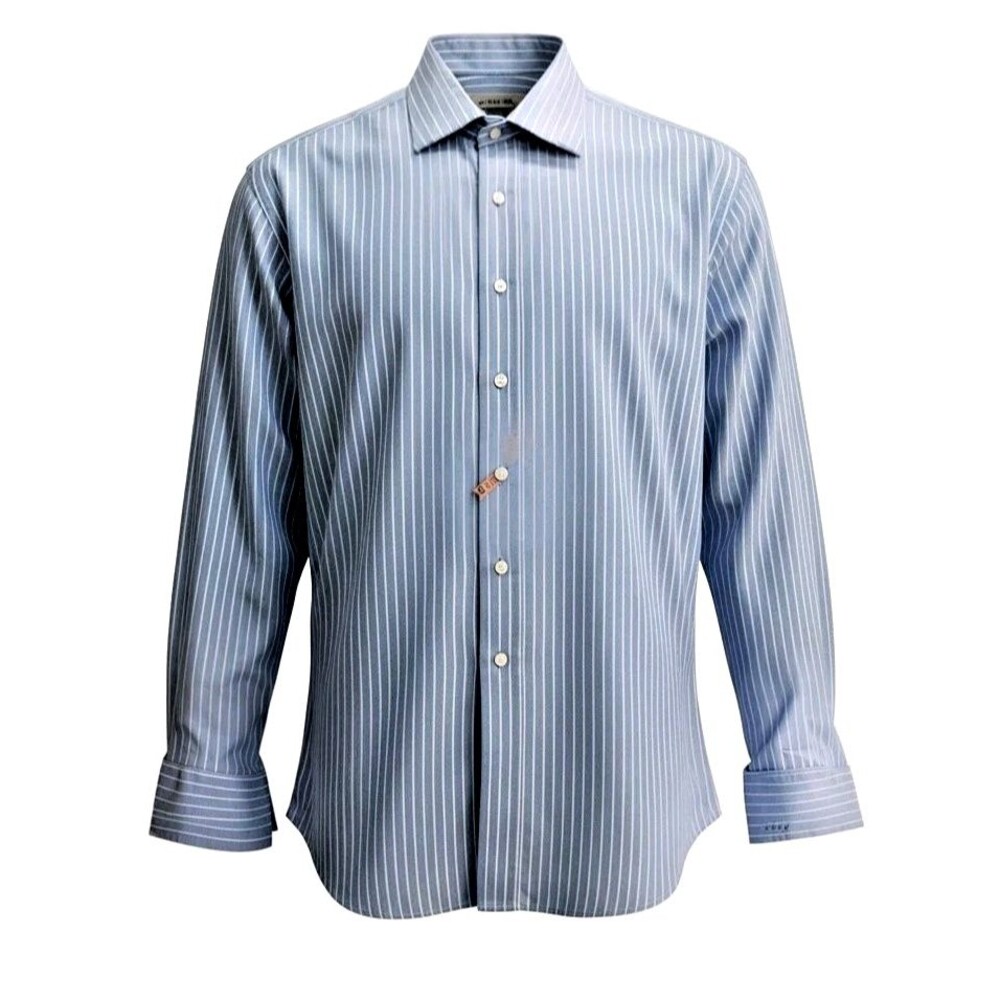 Ventura Custom Tailored French Cuff Dress Shirt Blue Stripe XL Business Formal